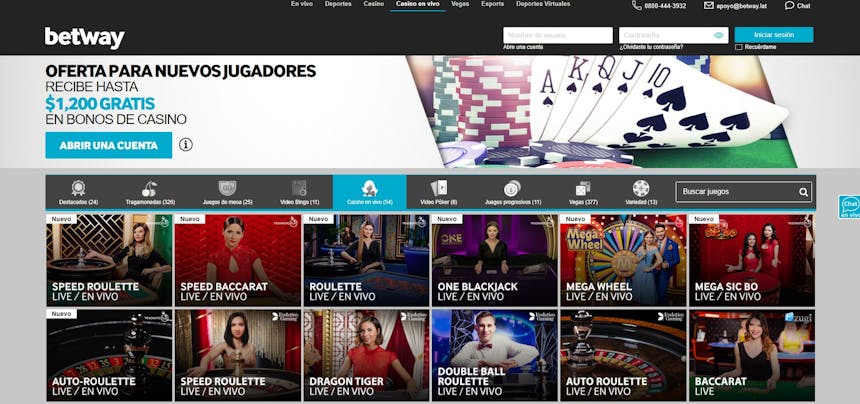 Disfruta del casino en vivo y juega a tu juego favorito en Betway