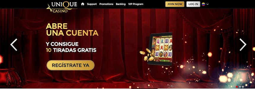 10 tiradas gratis de Unique Casino en Venezuela
